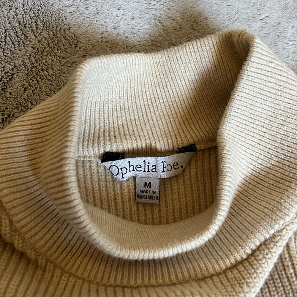Cream Long Sleeve Turtle Neck Knit Sweater - Picture 7 of 8